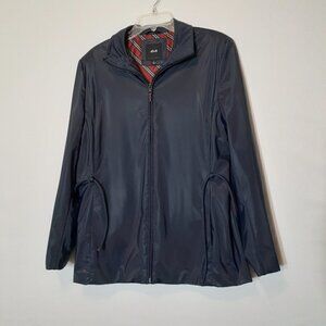 JLC NEW YORK Poly Vinyl Coat; Navy; Zipper; Size Large